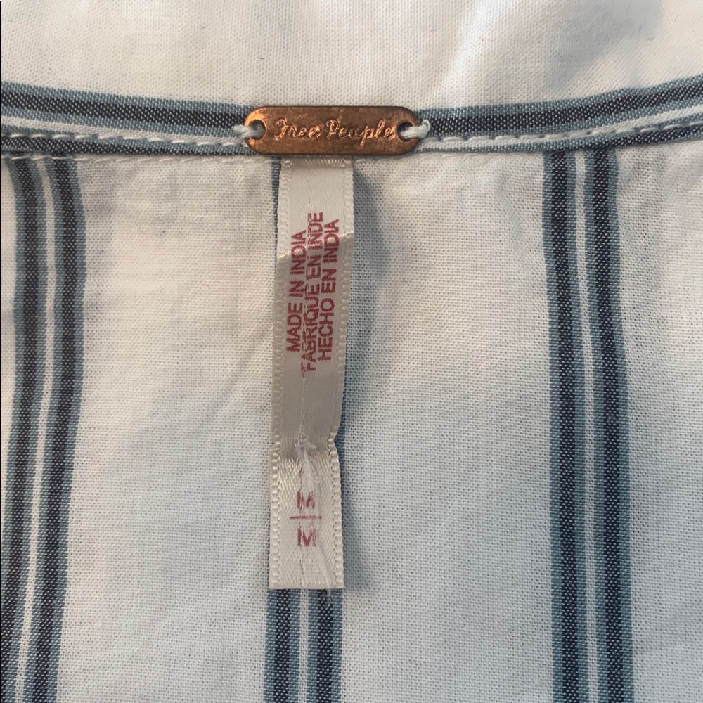 Free People Striped Blouse Tie Back Detail - Sz M - Picture 4 of 6